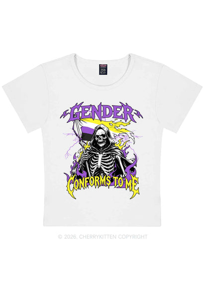 Gender Conforms To Me Pride Y2K Baby Tee Cherrykitten