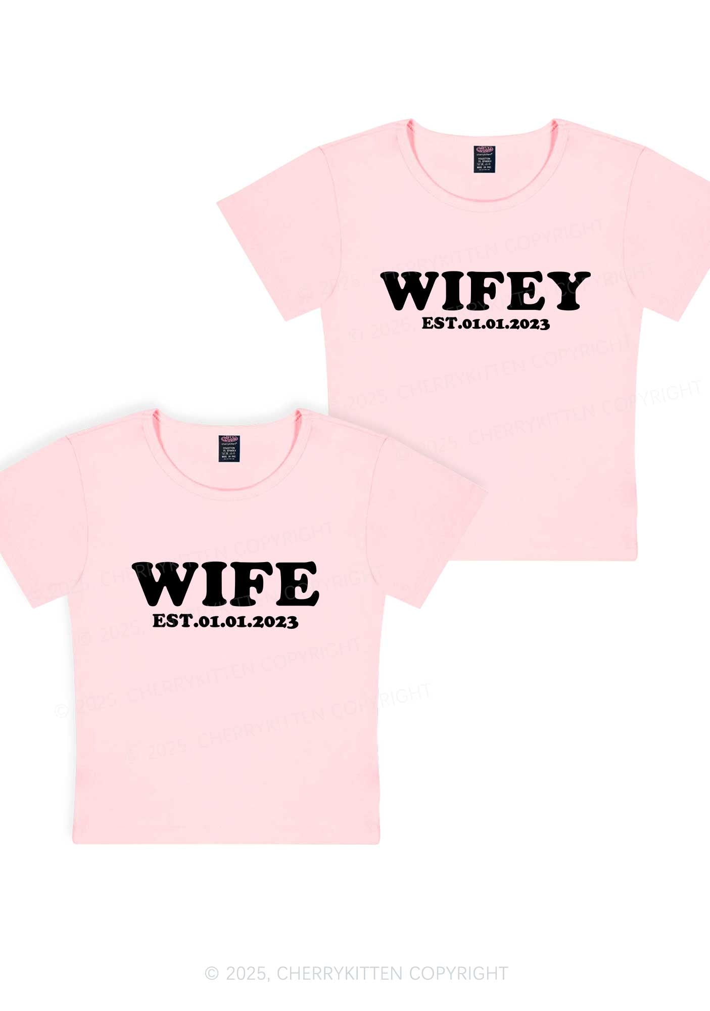 Wife Wifey Custom Date Y2K Valentine's Day Baby Tee Cherrykitten