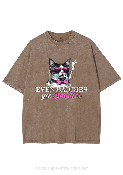 Baddies Cat Get Saddies Y2K Shirts Washed Tee Cherrykitten