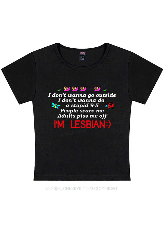 People Scare Me Im Lesbian Pride Y2K Baby Tee Cherrykitten