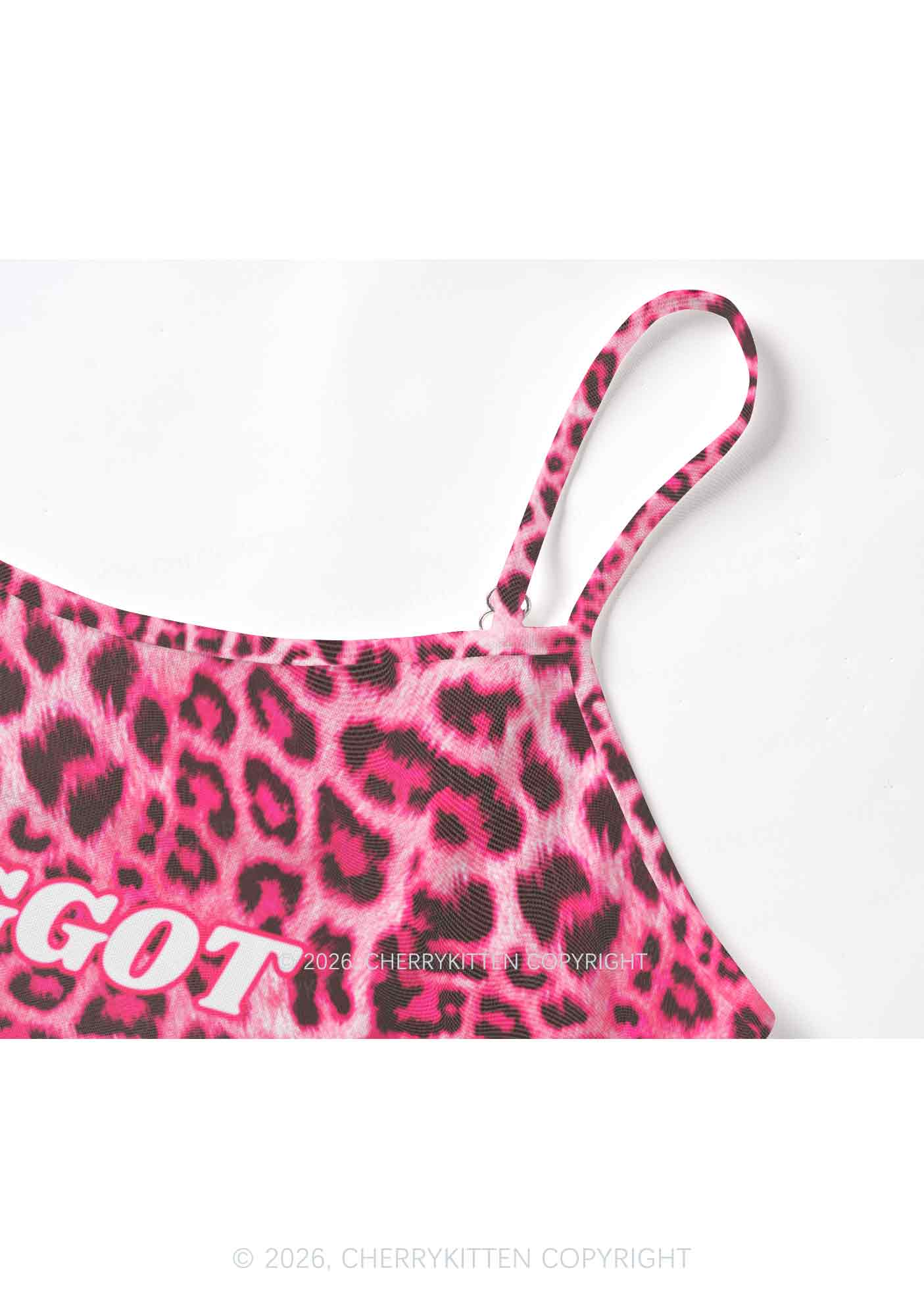 Pink Leopard Faggot Pride Y2K Mesh Cami Tank Cherrykitten