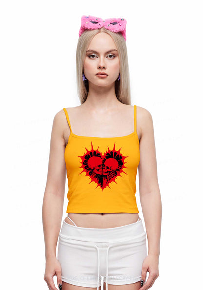 Spiked Heart Skulls Valentine's Day Y2K Spaghetti Strap Cami Cherrykitten