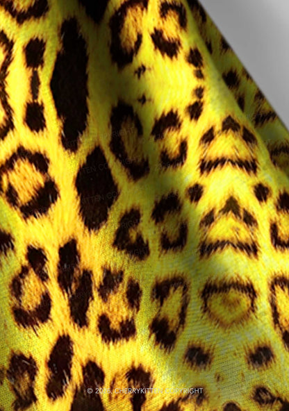 Yellow Leopard Y2K Print Headband Cherrykitten