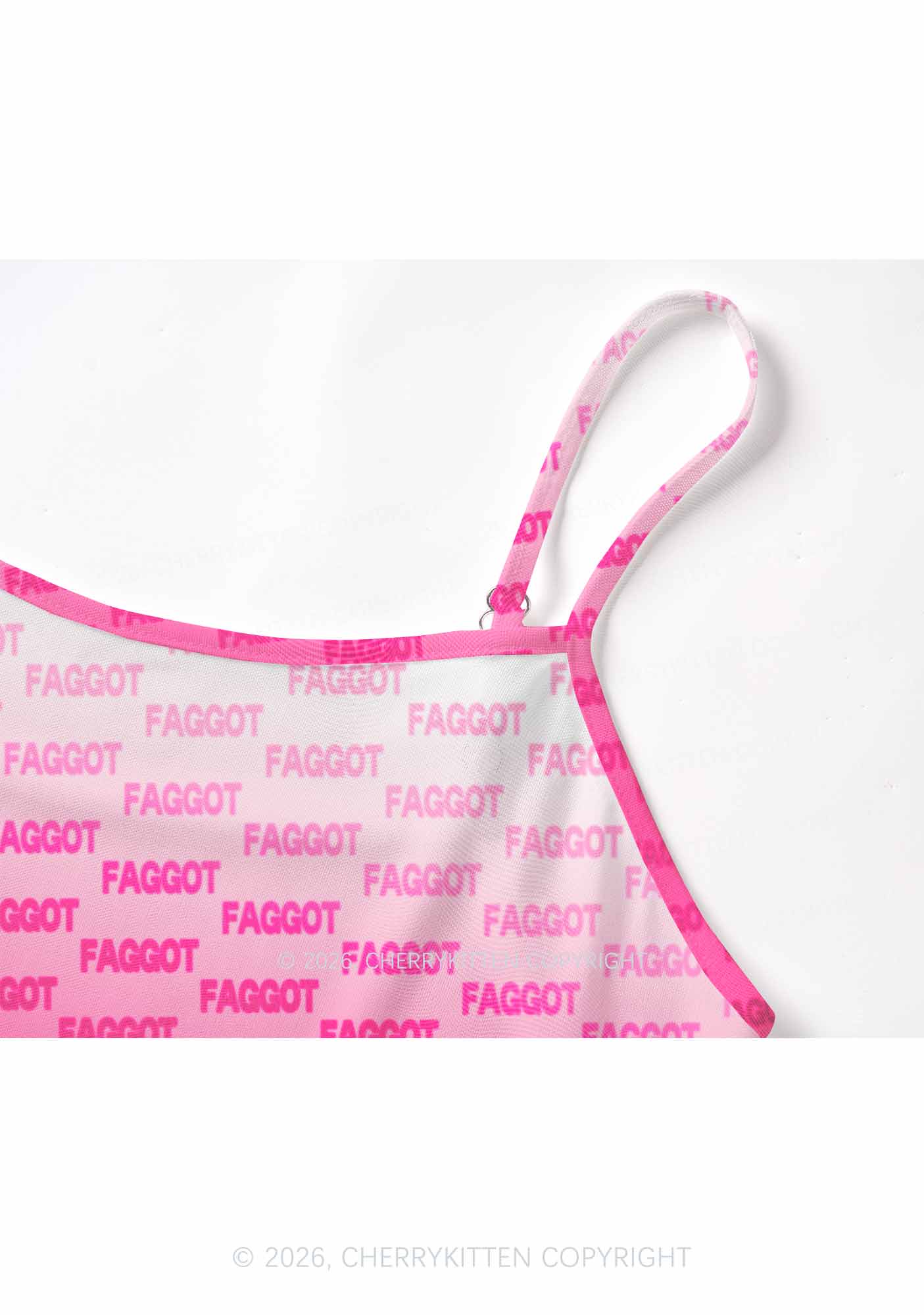 Faded Pink Faggot Pride Y2K Mesh Cami Tank Cherrykitten