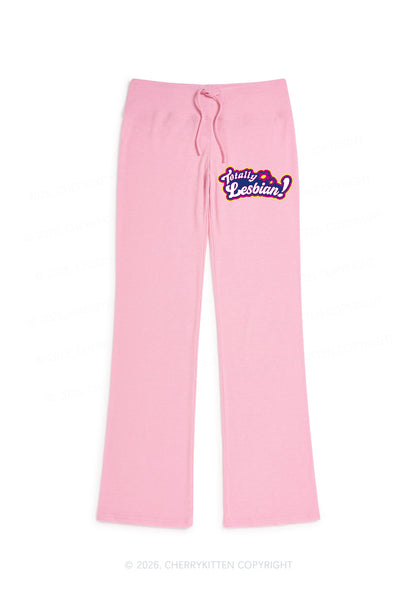 Totally Lesbian Pride Y2K Low Rise Drawstring Flare Pants Cherrykitten