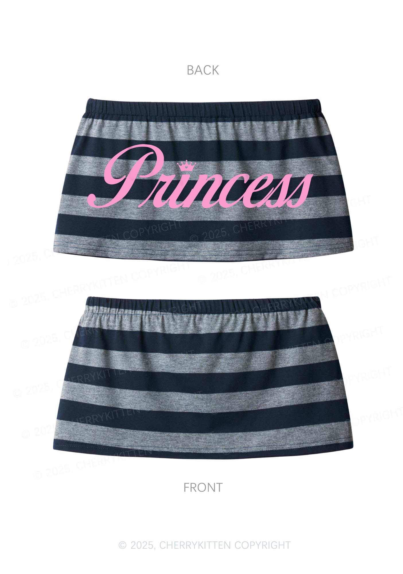 Princess Y2K Navy Grey Striped Mini Skirt Cherrykitten