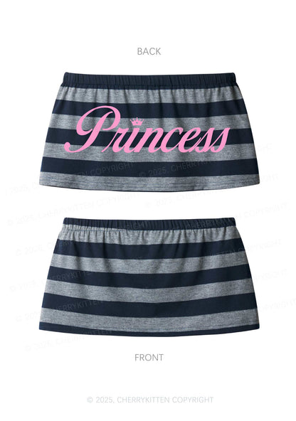 Princess Y2K Navy Grey Striped Mini Skirt Cherrykitten