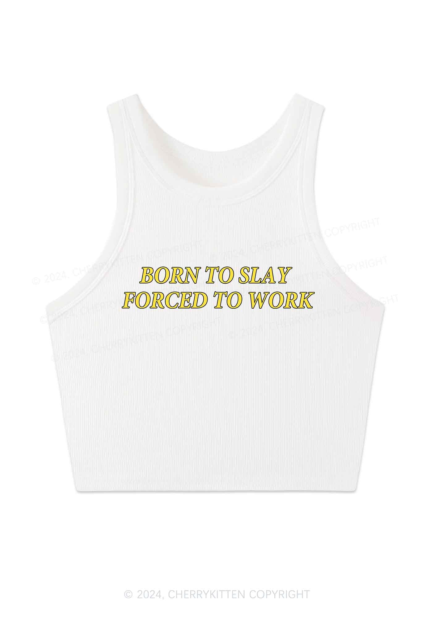 Forced To Work Y2K Crop Tank Top Cherrykitten