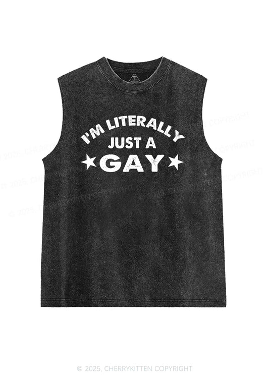 Literally Just A Gay Pride Y2K Washed Muscle Tank Cherrykitten