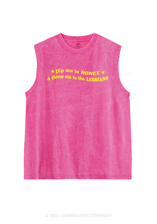Honey Lesbians Pride Y2K Washed Muscle Tank Cherrykitten
