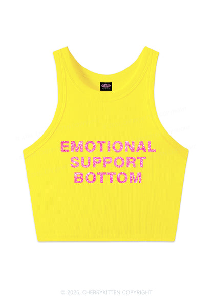 Glitter Emotional Support Bottom Pride Y2K Crop Tank Top Cherrykitten