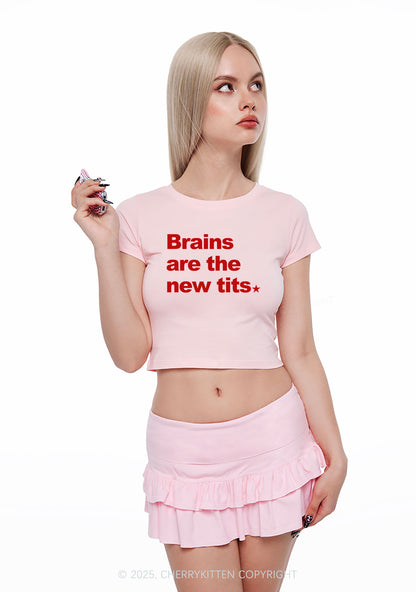 Brains Are New Txts Y2K Baby Tee Cherrykitten