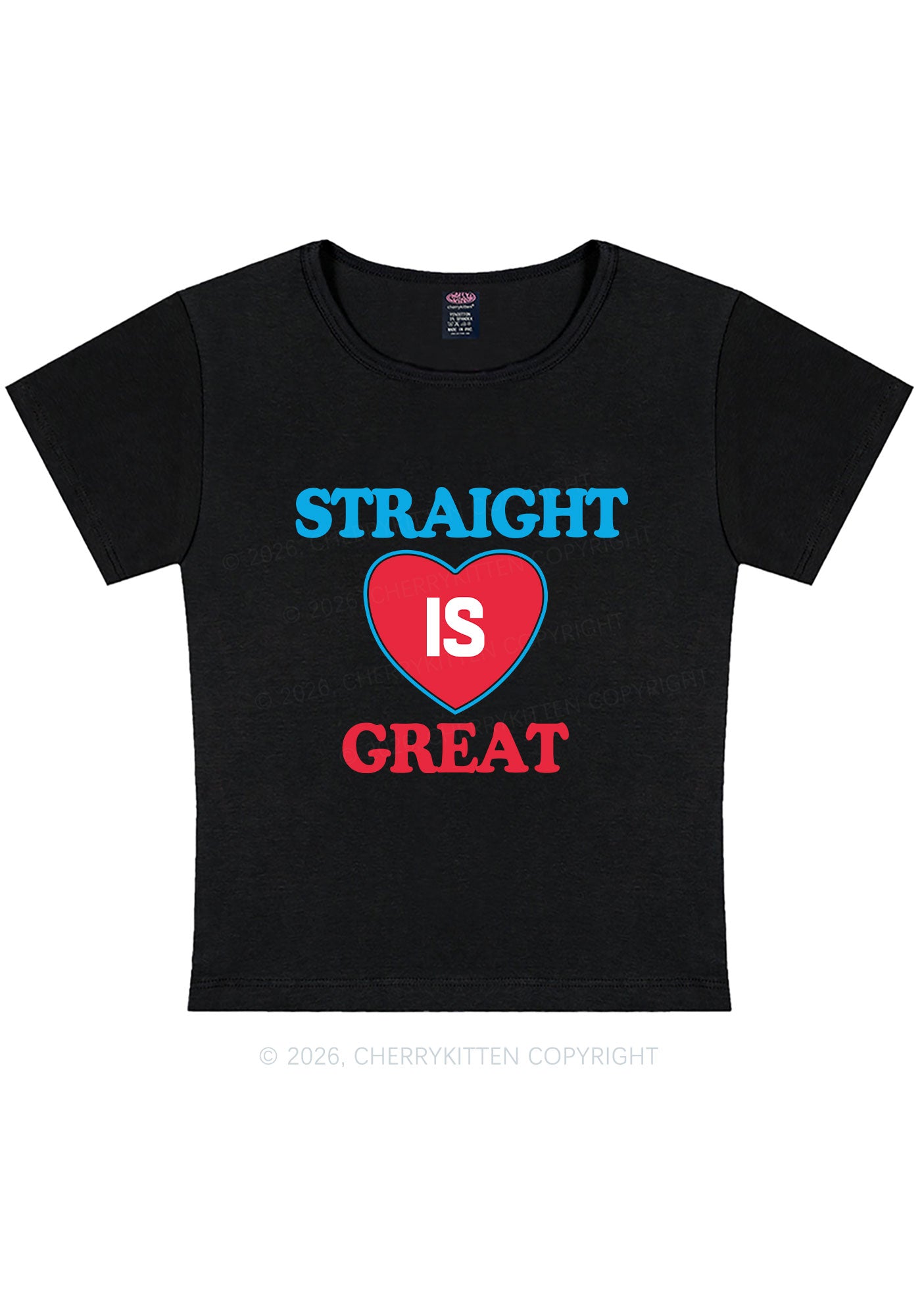 Straight Is Great Pride Y2K Baby Tee Cherrykitten