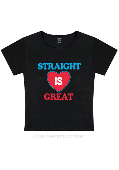 Straight Is Great Pride Y2K Baby Tee Cherrykitten
