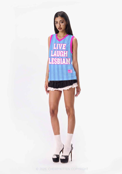 Blue Live Laugh Lesbian Pride Y2K Sport Jersey Tank Cherrykitten