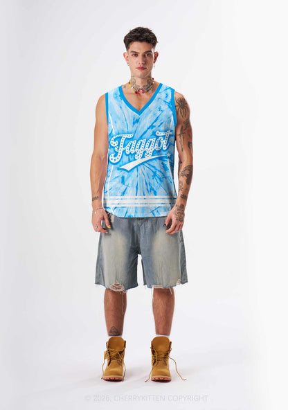 Blue Tie Dye Faggot Pride Y2K Sport Jersey Tank Cherrykitten