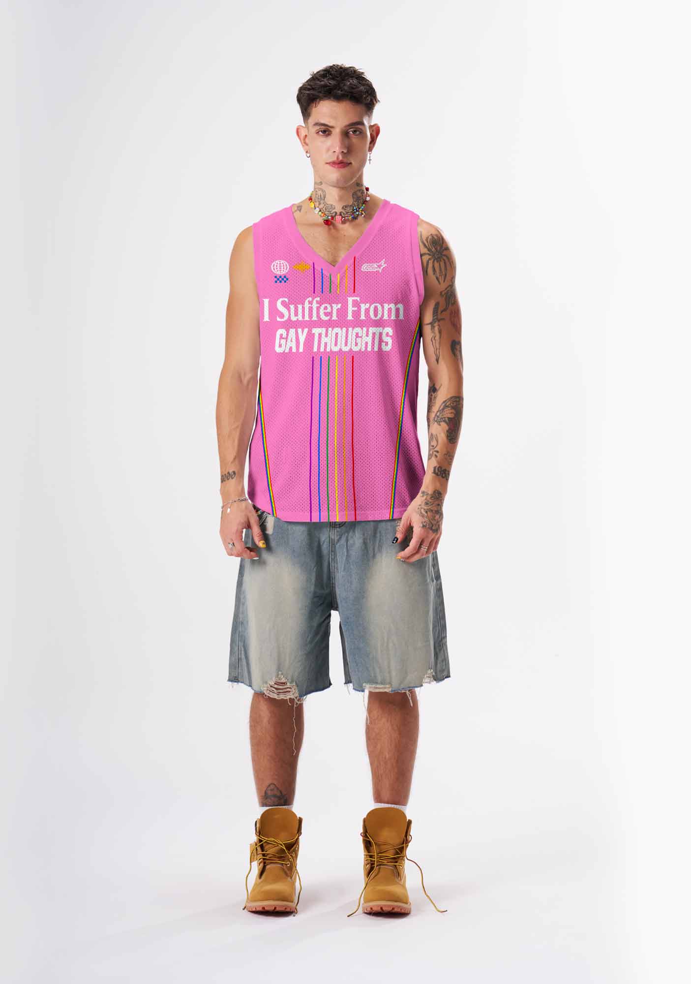 Pink I Suffer From Gay Thoughts Pride Y2K Sport Jersey Tank Cherrykitten