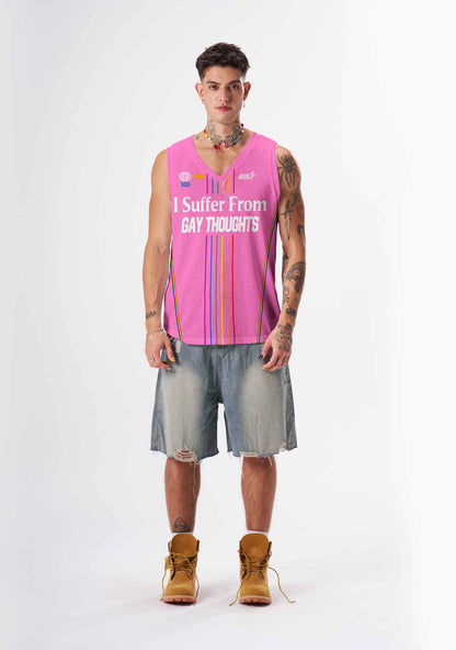 Pink I Suffer From Gay Thoughts Pride Y2K Sport Jersey Tank Cherrykitten