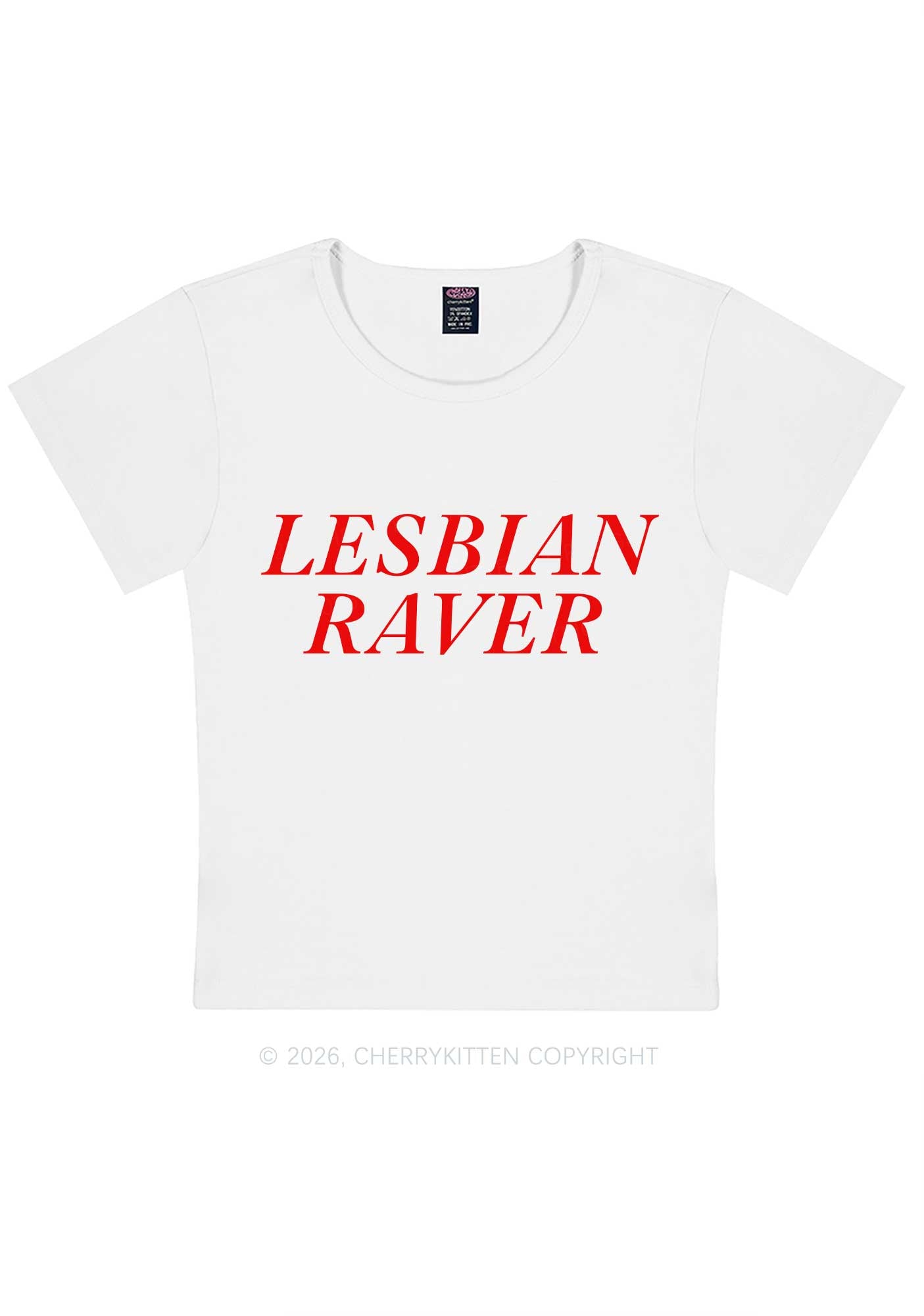 Lesbian Raver Pride Y2K Baby Tee Cherrykitten