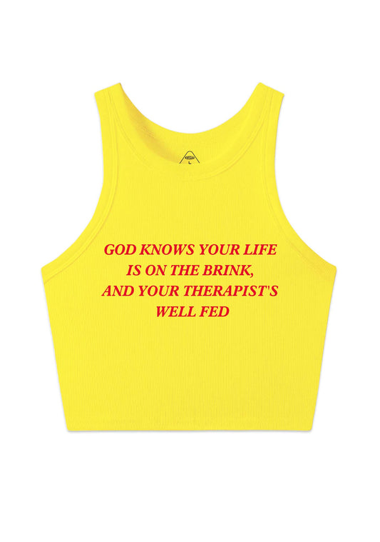 God Knows Your Life Is On The Brink Y2K Crop Tank Top Cherrykitten