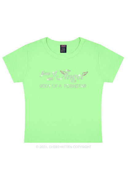 Rhinestone Face Of An Angel Y2K Baby Tee Cherrykitten