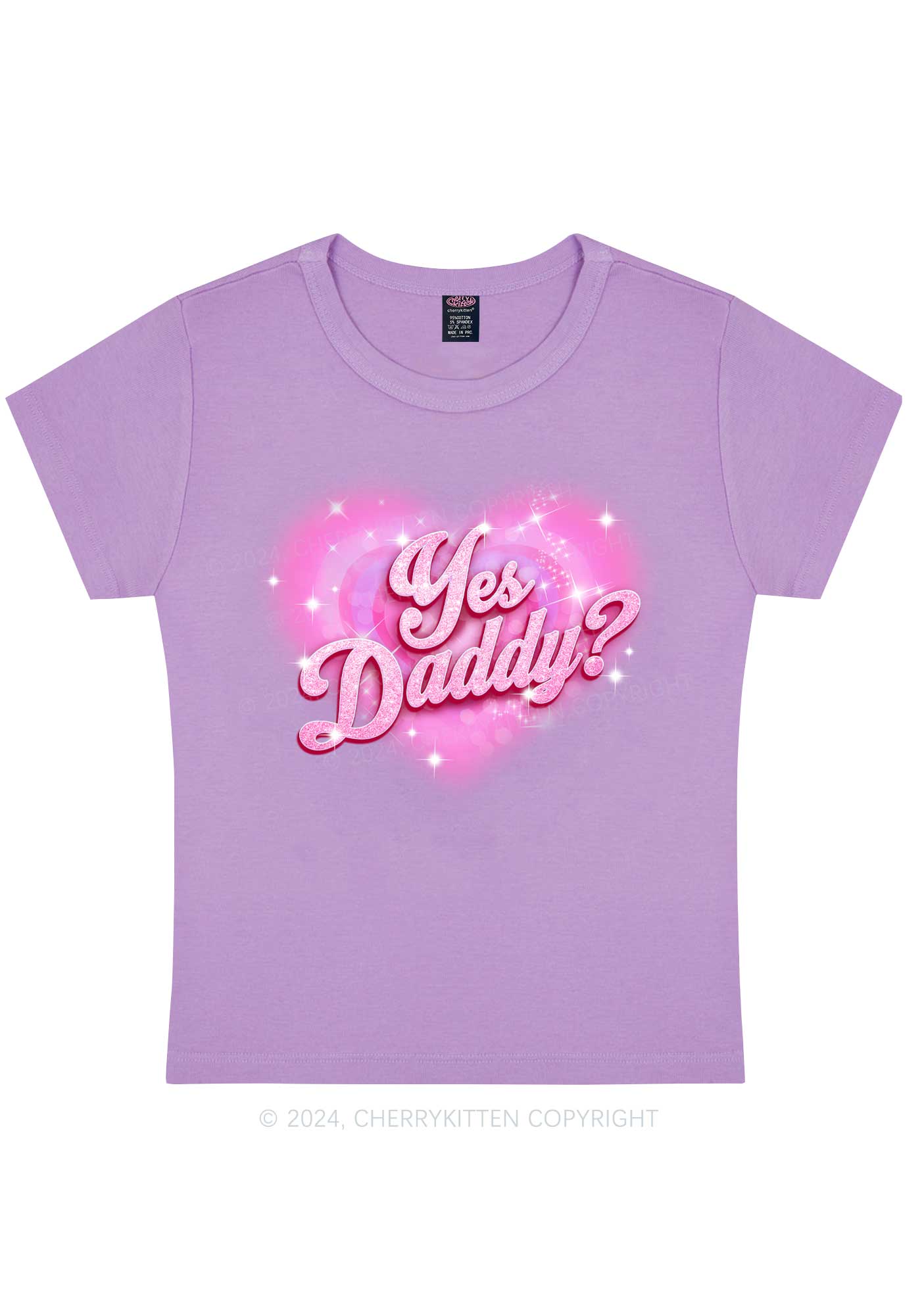 Pink Yes Daddy Y2K Valentine's Day Baby Tee Cherrykitten