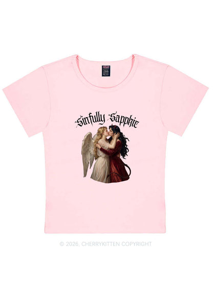 Sinfully Sapphic Pride Y2K Baby Tee Cherrykitten