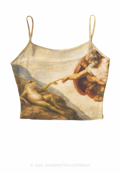 God Hand Touching Frog Y2K Mesh Cami Tank Cherrykitten