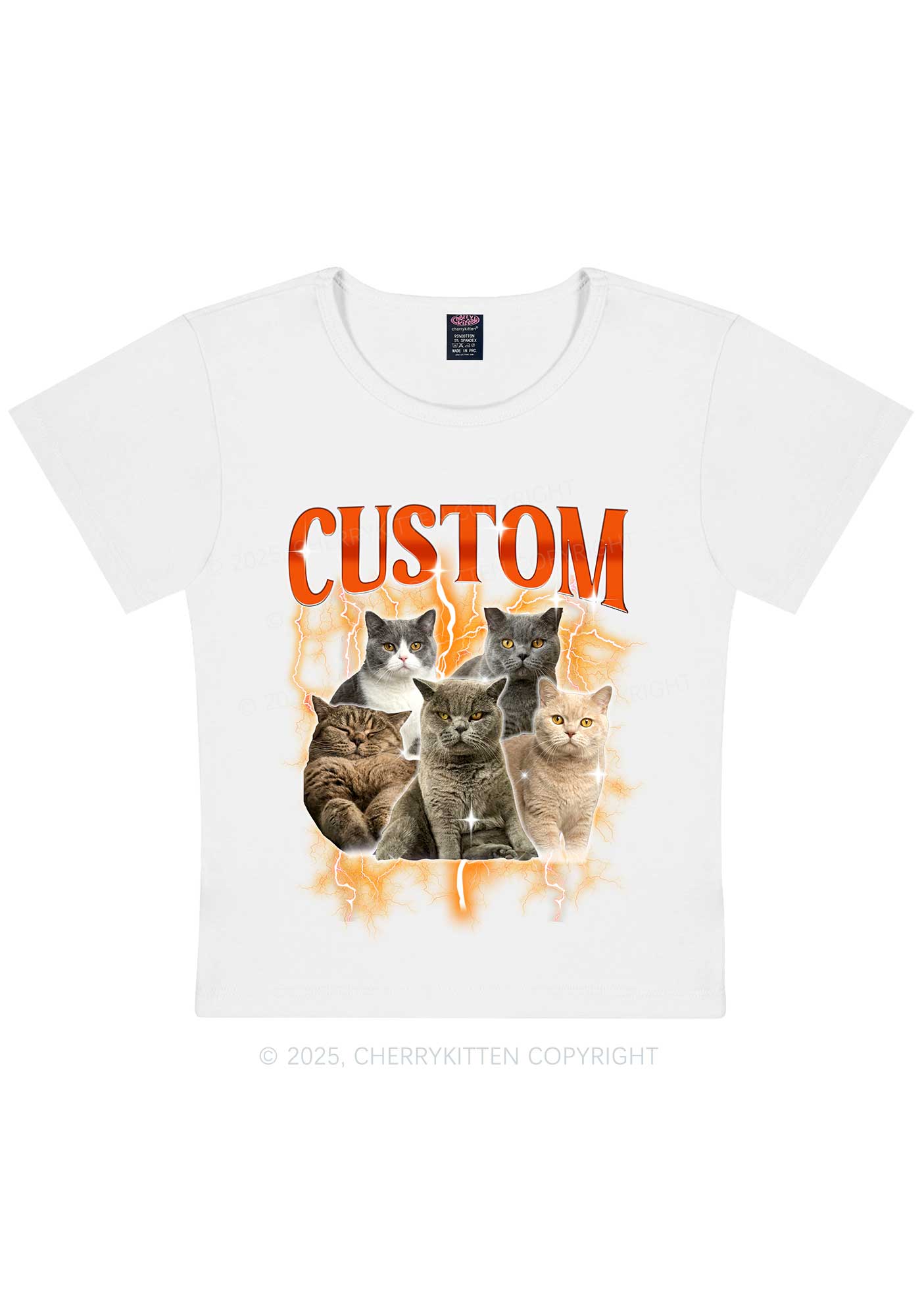 Custom Collage Pet Photo Y2K Baby Tee Cherrykitten