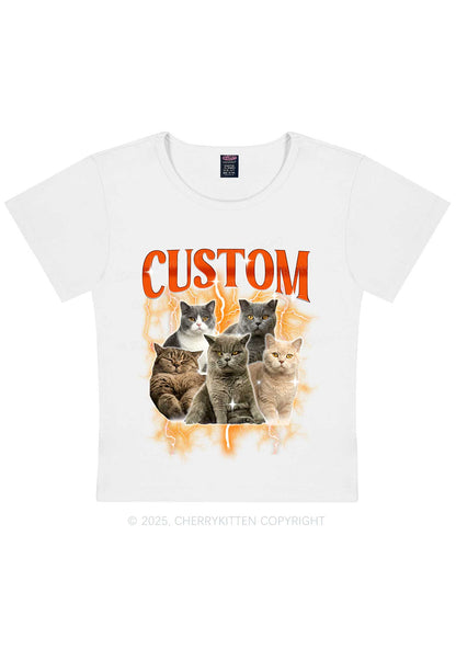 Custom Collage Pet Photo Y2K Baby Tee Cherrykitten