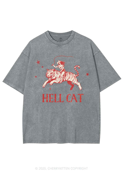 Cowgirl Hell Cat Y2K Shirts Washed Tee Cherrykitten