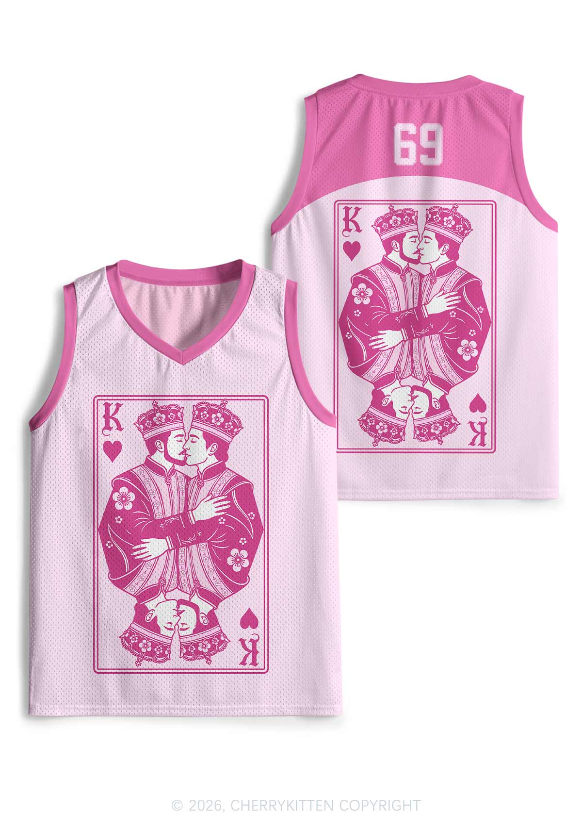 Pink Floral Two Kings Pride Y2K Sport Jersey Tank Cherrykitten