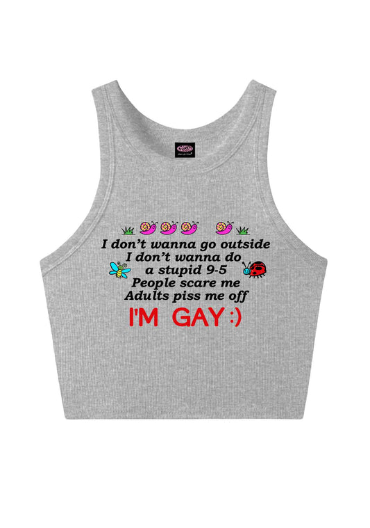 People Scare Me Im Gay Pride Y2K Crop Tank Top Cherrykitten