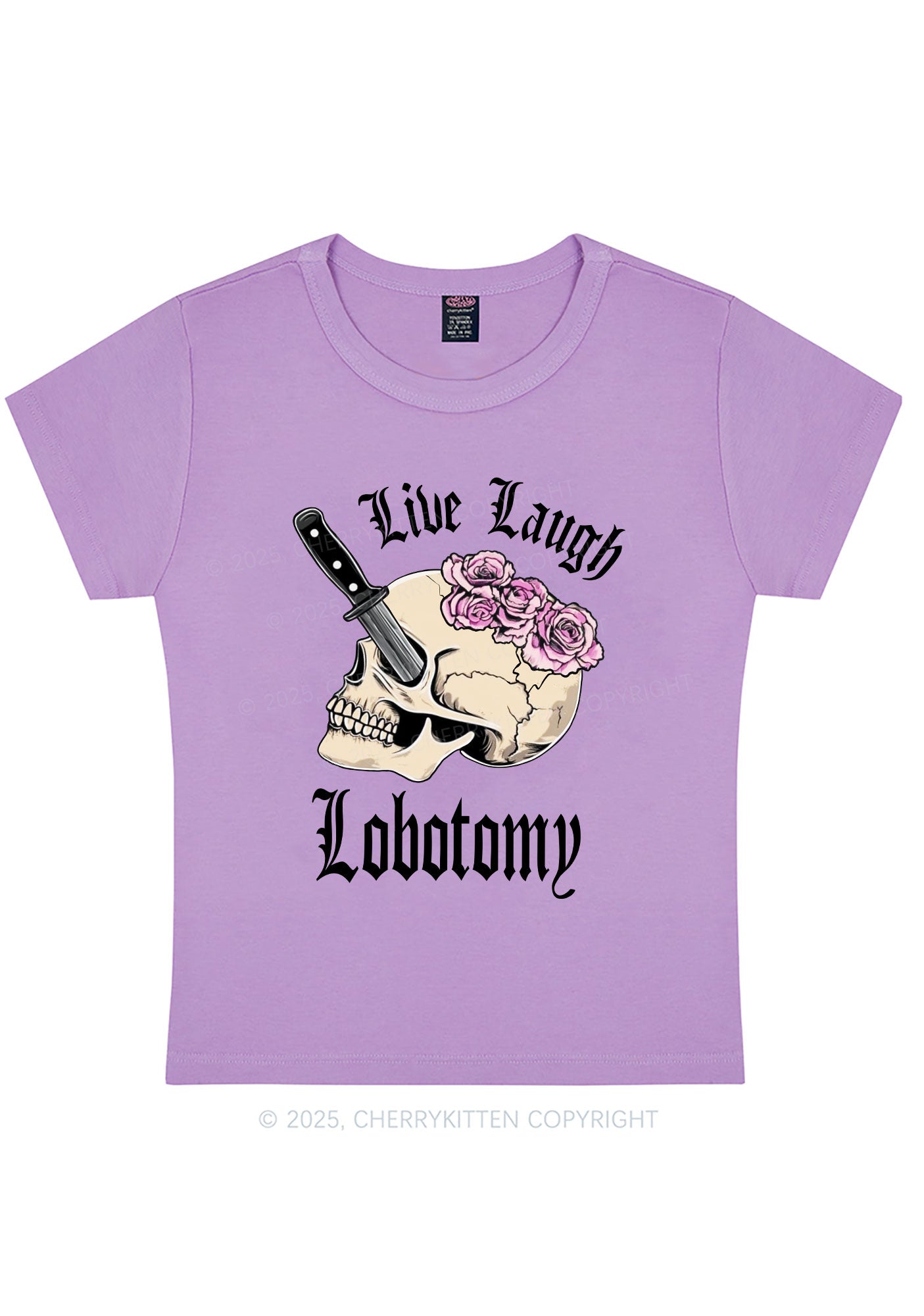 Live Laugh Lobotomy Skull Y2K Baby Tee Cherrykitten