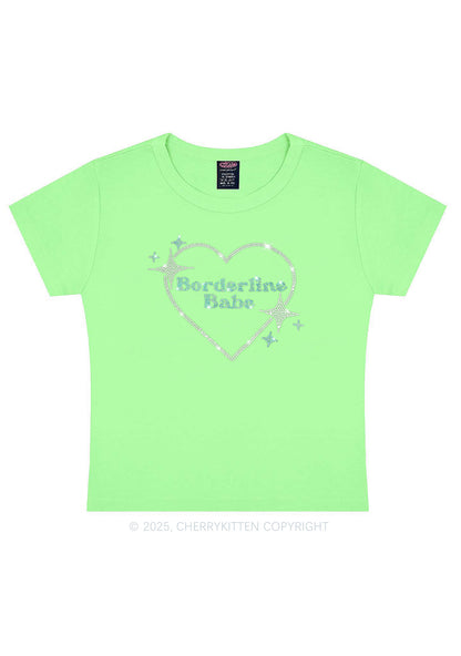 Rhinestone Borderline Personality Babe Y2K Baby Tee Cherrykitten