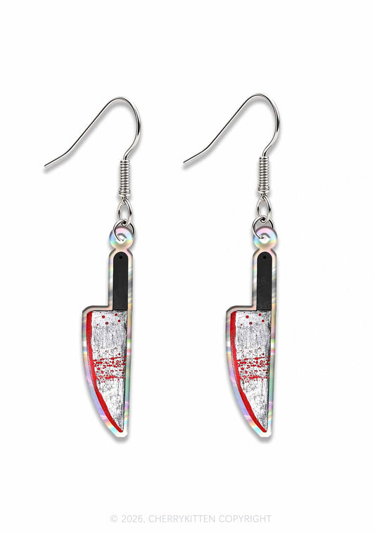 Halloween Blood Knife Y2K Acrylic Earrings Cherrykitten