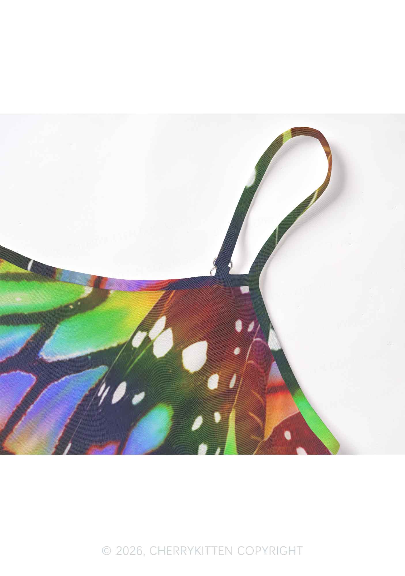 Rainbow Butterfly Y2K Mesh Cami Tank Cherrykitten