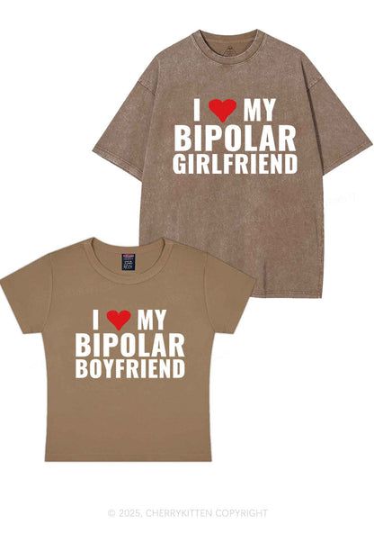 I Love My Bipolar GF BF Y2K Valentine's Day Couple Shirt Cherrykitten