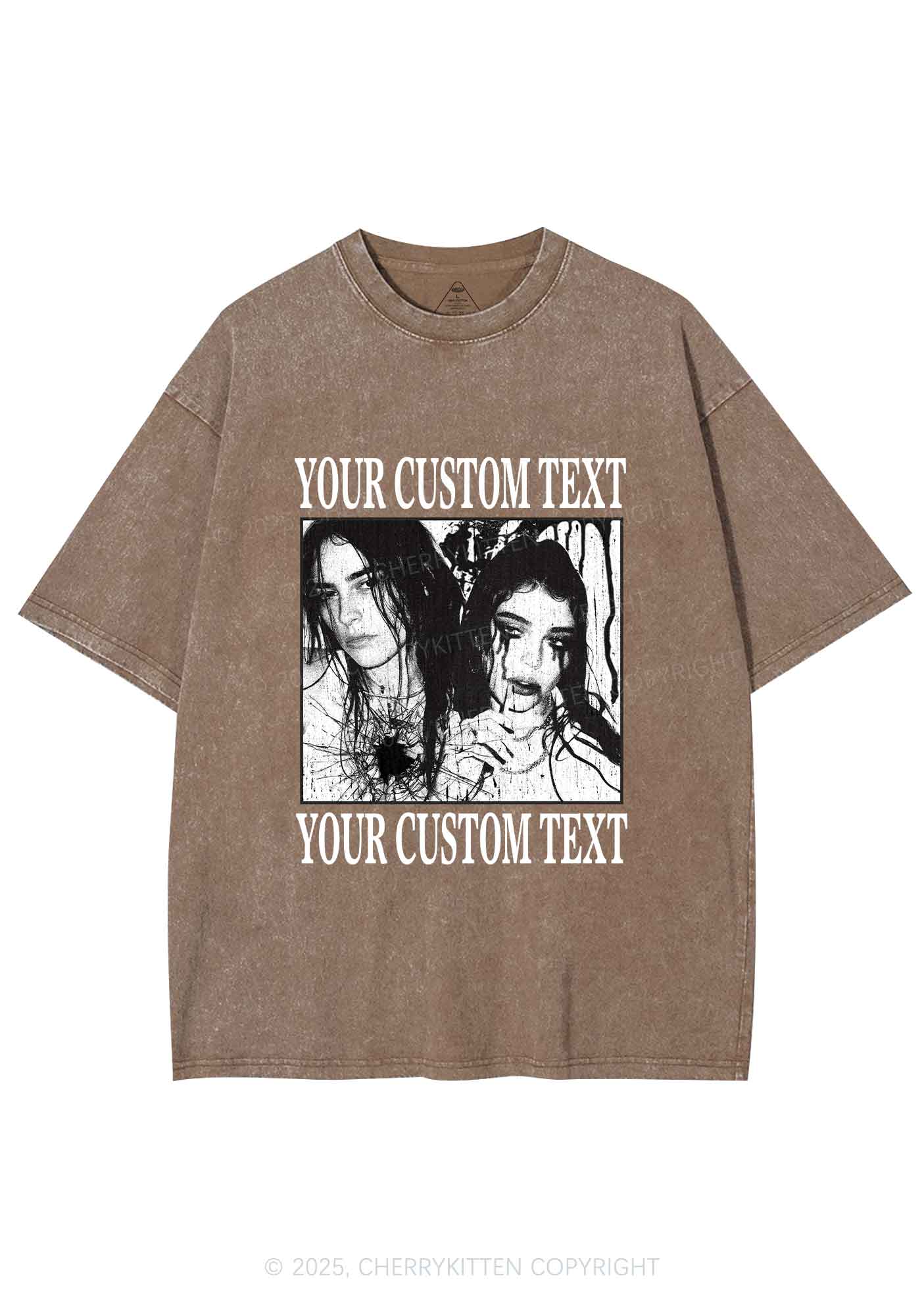 Custom Halloween Creepy Couple Y2K Shirts Washed Tee Cherrykitten