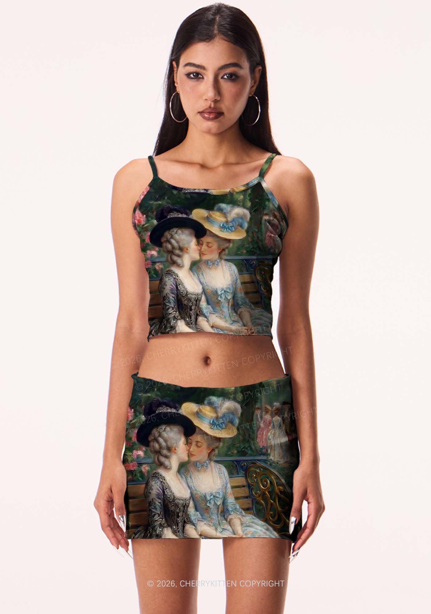 Vintage Garden Ladies Pride Y2K Print Mini Skirt Cherrykitten