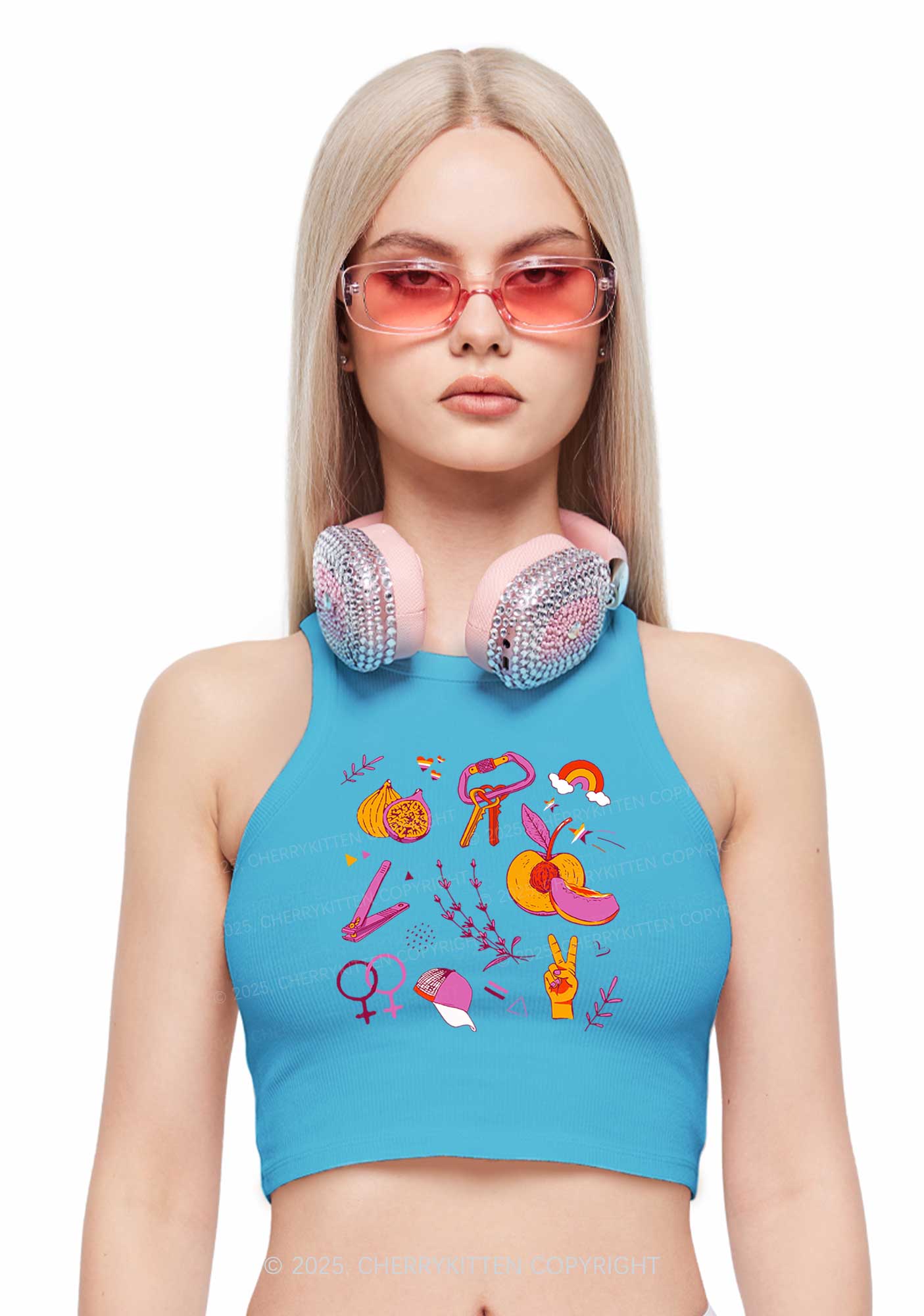 Lesbian Symbols Y2K Crop Tank Top Cherrykitten