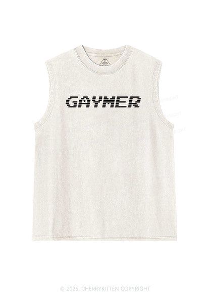 Gaymer Pride Y2K Washed Muscle Tank Cherrykitten