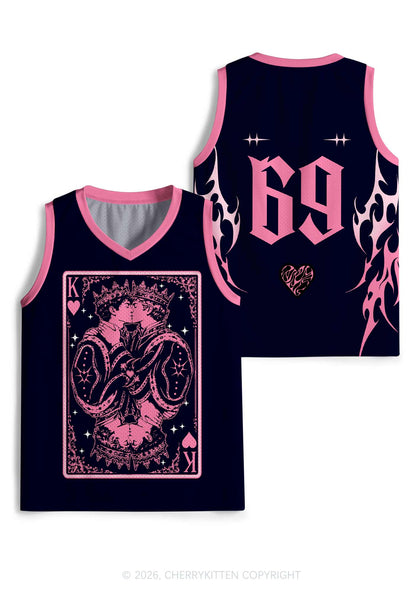Pink Black Gay King Pride Y2K Sport Jersey Tank Cherrykitten