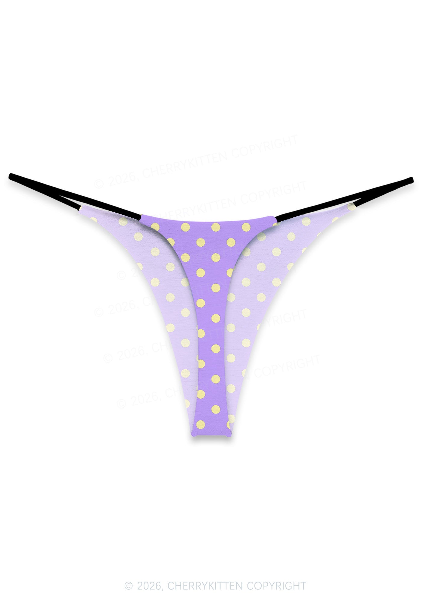 Yellow Dots On Purple Y2K Print Bikini String Thong Cherrykitten
