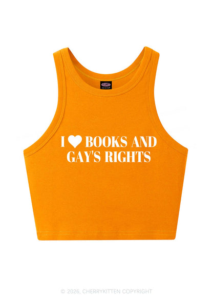 I Love Books And Gay Rights Pride Y2K Crop Tank Top Cherrykitten