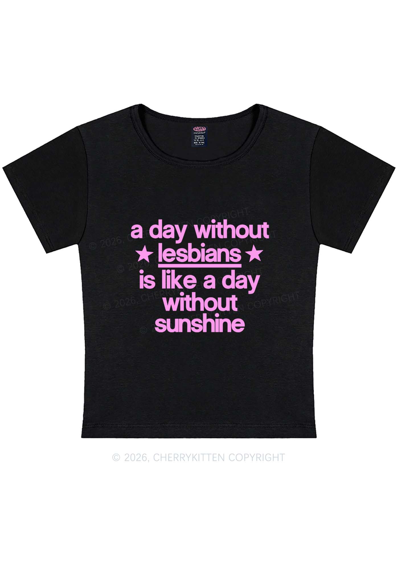 Lesbians Is Like Sunshine Pride Y2K Baby Tee Cherrykitten