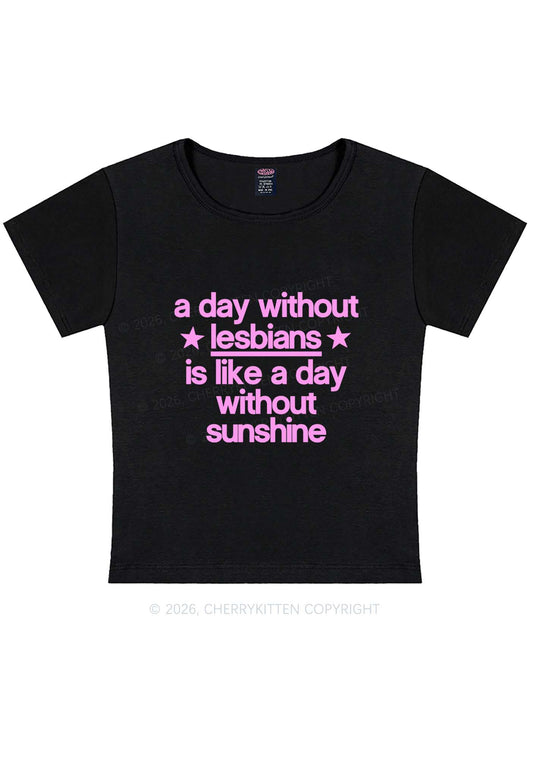 Lesbians Is Like Sunshine Pride Y2K Baby Tee Cherrykitten