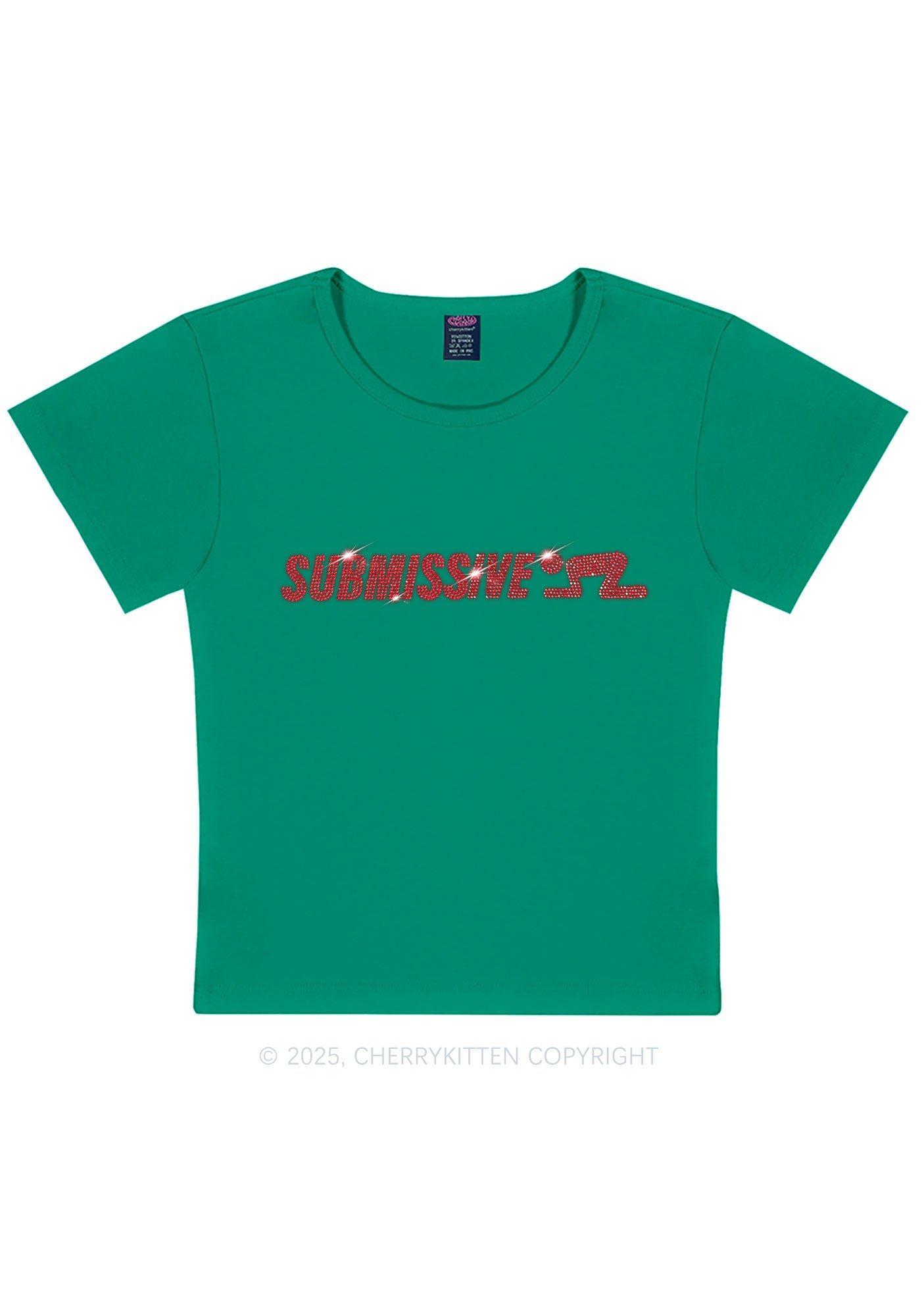 Rhinestone Submissive Man Y2K Baby Tee Cherrykitten
