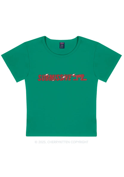 Rhinestone Submissive Man Y2K Baby Tee Cherrykitten