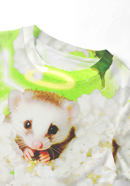 Flower Angel Ratz Y2K Mesh Crop Top Cherrykitten